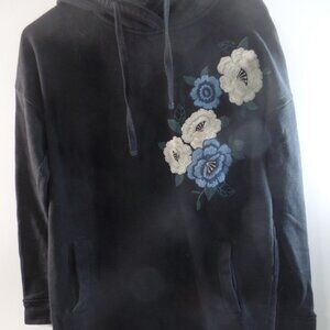 HOLLISTER by ABERCROMBIE Flower Embroidered Hooded Sweatshirt Dress Size M